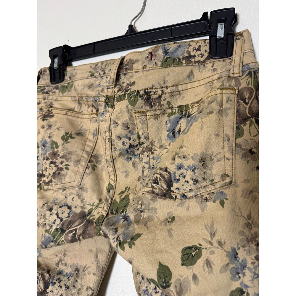 Sneak Peek Tan Floral Print Skinny Jeans Juniors Size 1 Stretch USA Made - Picture 3 of 7